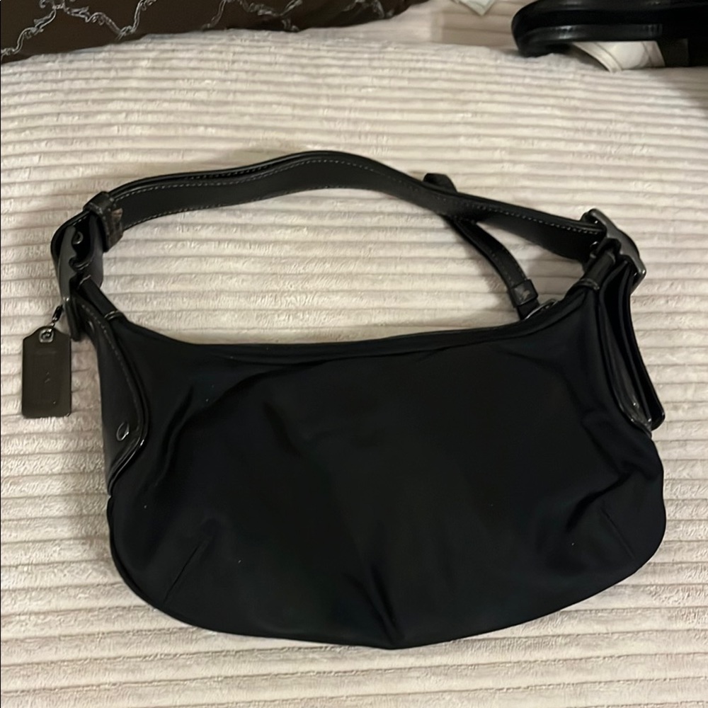 Authentic Coach Classic Black Shoulder Bag with Adjustable Strap